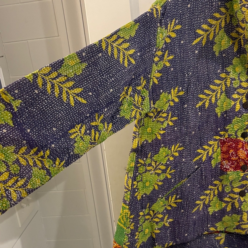 Women's Leaf Pattern Blazer - Multicolor - image 4